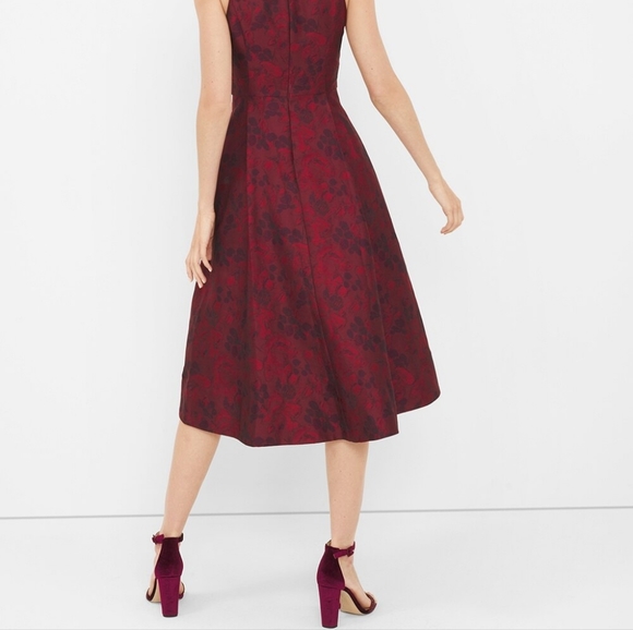 whbm burgundy high-low jacquard dress - Picture 2 of 7